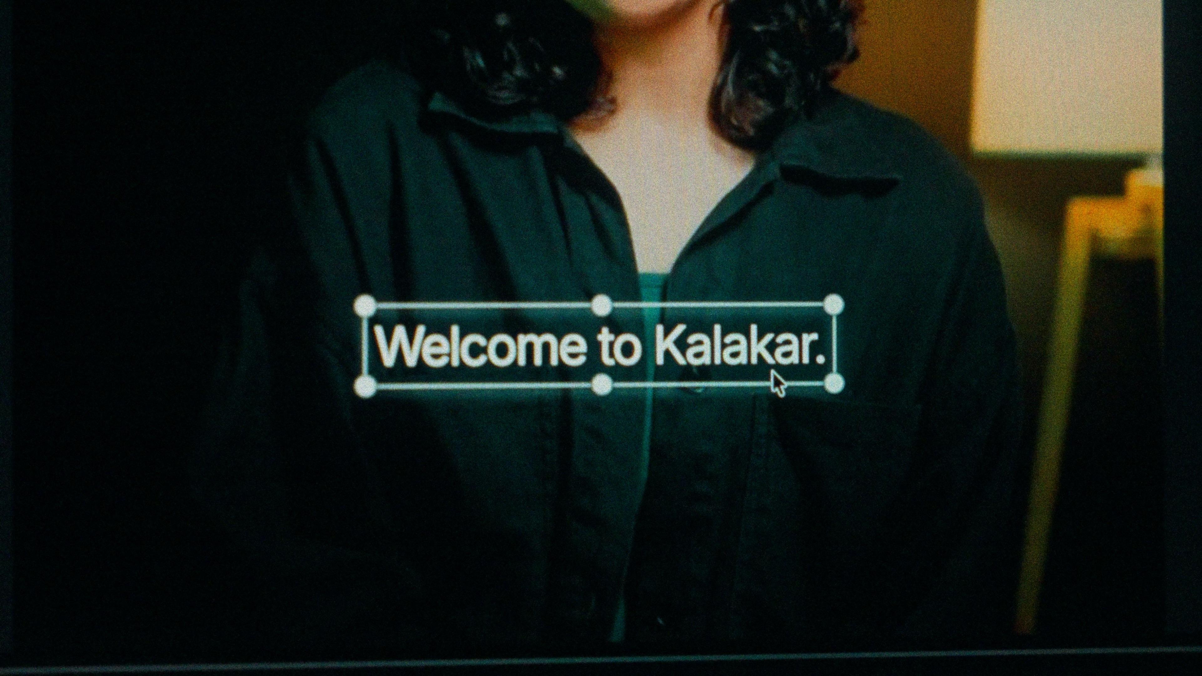 A finished caption selected on the video canvas in Kalakar